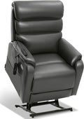 EONIX Dual Motor Lay Flat Power Lift Recliner Chair for Elderly, Breathable Faux Leather Electric Lift Chairs for Adults, 400lbs Heavy Duty Power Recliner with Heat Massage Charging Ports, Grey