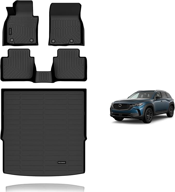 KELCSEECS® Floor Mats & Cargo Liner for 2023-2026 Mazda CX50(Not for Hybrid),All Weather Protection TPE Floor Liners Front& Rear Row Full Set Mazda CX-50 Accessories Black
