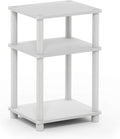 Furinno JUST Side Table, 3-Tier End Table, Open Shelves Night Stand, Bedside Table, Toolless Assembly, for Living Room, Bedroom, Bathroom, White(Espresso) | with Plastic Poles, 1-Pack