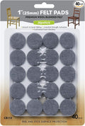 Slipstick Premium Wool Felt Furniture Pads/Floor Protectors (1 Inch Round Value Pack) Includes 40 Heavy-Duty Felt Chair Leg Pads with Self-Stick Adhesive, Gray, CB115