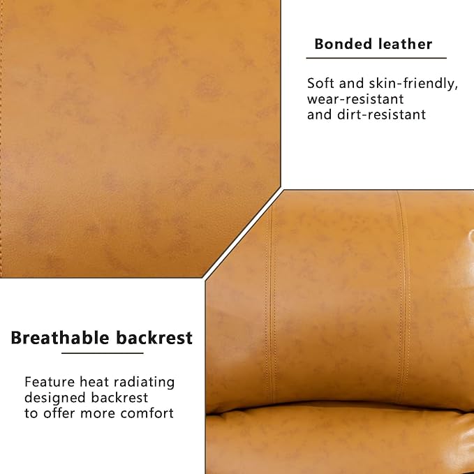 A Ainehome Living Room Furniture Set Leather Recliner Sofa Set Loveseat Chair Furniture Sofa Set for Living Room/Small Space/Rv/House/Office/Theater Seating (A-Ginger Leather, Sofa(3seater))