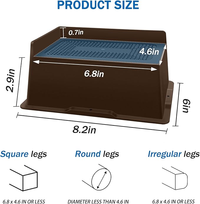ANNKUT Bed Risers 3 Inch Heavy Duty,Oversized Couch Risers, Extra Wide Furniture Risers for Sofa Table Desk Headboard Chair Lifting,Rectangle Risering Blocks Support 6000 lbs(4 Pack Brown)