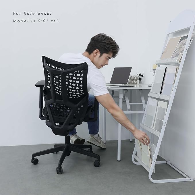 Ergonomic Office Chair with 4D Headrest, Large Mesh Desk Chair with Adjustable Seat Depth, High-Rebound Backrest, Adjustable Arms, 90°-145° Tilt Lock, Comfortable Chair for Home Office