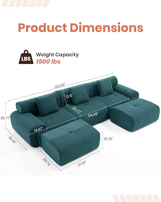 MastonHome Soft Boneless Lounge Couch for Apartment Living, Ideal for Renters & Small Homes, Casual Seating for Relaxing in Living Rooms