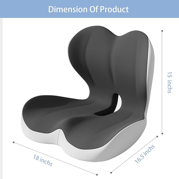 StarAneer Seat Cushion Premium Ergonomic Memory Foam Car & Office Chair Seat Cushion - Orthopedic Lumbar Support for Back Pain Relief, Non-Slip Design for Car, Truck, Home Chair & Office Seat