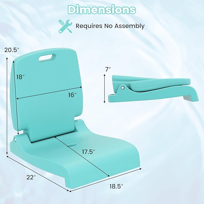 Goplus Poolside Chair for Edge of Pool, Foldable Portable Flip Seat w/Back Support & 2 Handles, Lightweight Outdoor Camping Chair for Stadium, Tailgating, Fishing, Boats, Beach (Mint Green, 1 Pack)
