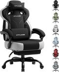 GTPLAYER Gaming Chair, Computer Chair with Footrest and Lumbar Support for Adults, 360°-Swivel Big & Tall Reclining Seat for Office or Gaming (Black)