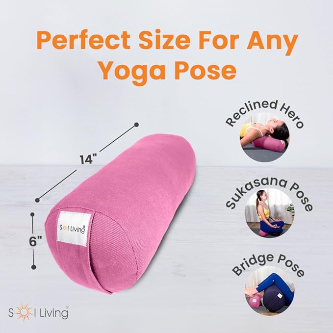Sol Living Yoga Bolster Pillow Rectangular Meditation Cushion Cotton Meditation Accessories for Restorative Yoga Meditation Pillow Yoga Pillow Firm Body Pillow Bolster Pillow for Legs Removable Cover