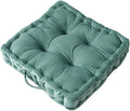 cuyfomr Floor Pillow, Square Floor Seating Pillow Cushion with Handle Thicken Portable Velvet Floor Pillow Cushion for Yoga Living Room Bedroom Home Decor (Light Green,16.5×16.5×3.54in)