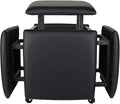 5 in 1 Nesting Ottoman Cube Chair, Stackable Stools, Leather Square Ottoman Bench, Foot Stool with Wheels for Living Room,Dining Room 15.75x15.75x16.54 inches