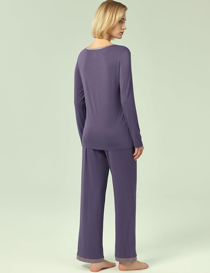 GYS Viscose from Bamboo Women's Pajama Sets Super Soft Long Sleeve Sleepwear Comfy Winter Pjs Sets S-4X