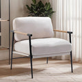 DUOMAY Mid-Century Modern Accent Chair, Soft Linen Upholstered Lounge Reading Chair with Metal Legs Comfy Lightweight Livinig Room Chair Armchair for Home Bedroom, Beige