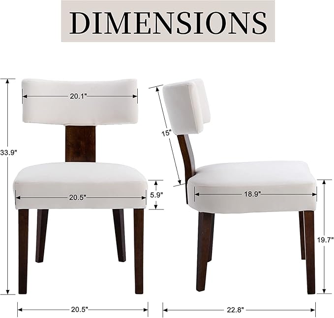 RIVOVA Dining Chairs Set of 4 Modern Dining Chair with Wood Legs, Upholstered Velvet Dining Chairs for Dining Room, Kitchen, Vanity, Living Room, Cream
