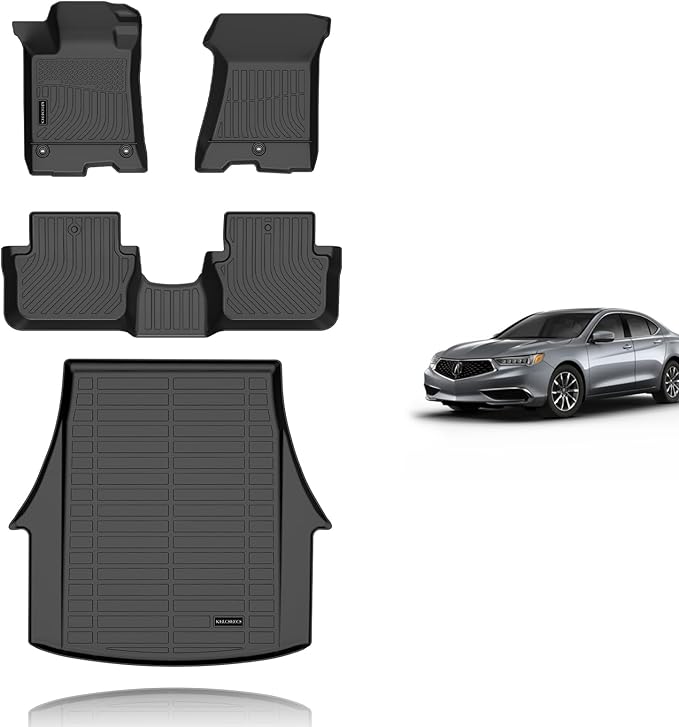 KELCSEECS® Floor Mats & Cargo Liner for 2015-2020 Acura TLX,All Weather Protection TPE Floor Liners Front& Rear Row Full Set TLX Accessories Black