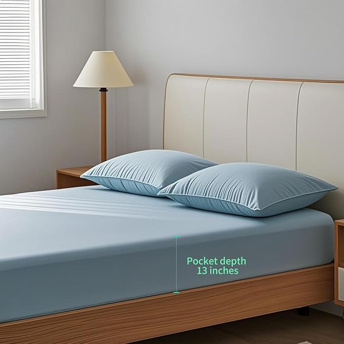 NAGS® Grounding Sheets,Grounding Bedding Sheet, Soft Cotton with Pure Silver Fitted Grounded Sheet for Improved Sleep,Pain Relief (Sky Blue, California King,72 * 84 * 13.5inch)