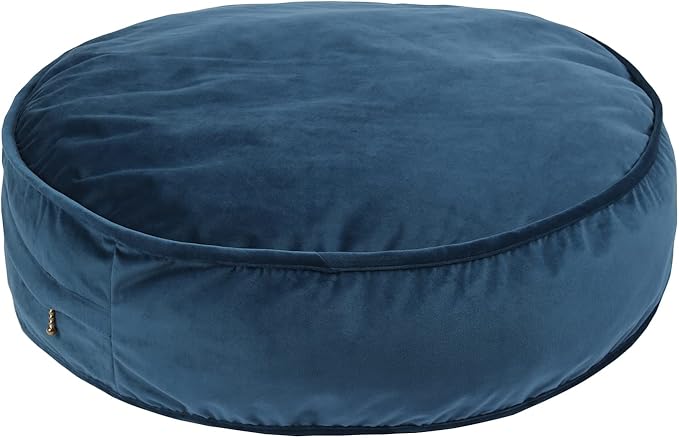 YIUOR Round Floor Pillow Cover Velvet Throw Seating Pouf Yoga Meditation Cushion Plush Case Reading Room Decor Cover Only (25.6IN, Dark Blue)