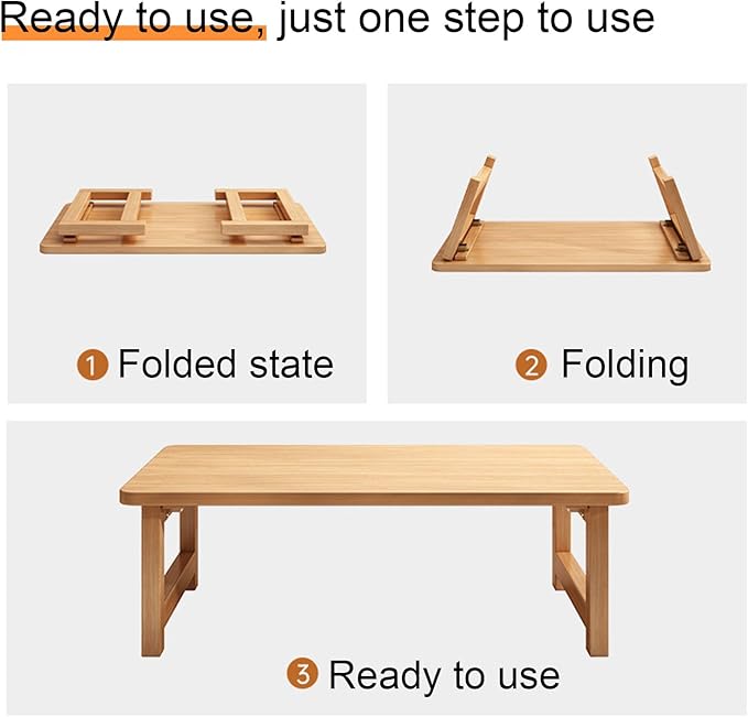 Japanese Floor Sitting Tables, Large Size Floor Desk Folding Tea Table Chabudai Coffee Table Low Table for Living Room Home Tatami Office Folding Tray Table 39.3in
