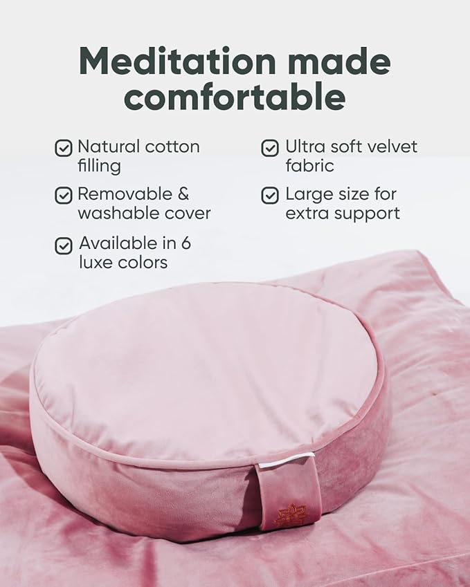 Mindful & Modern Zabuton Meditation Mat - Cotton Filled Yoga and Meditation Pad - Zabuton Meditation Cushion for Kneeling and Sitting Support - Large Rectangular Sitting Floor Pillow for Bench or Zafu