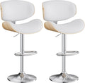 Aowos Bar Stools Set of 2, Adjustable Swivel Leather Bar Stools for Kitchen Island, Mid Century Modern Counter Height Bar Chairs Barstools with Back & Footrest (Cream White)