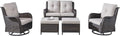 Rilyson Wicker Patio Furniture Set - 5 Piece Rattan Outdoor Sectional Conversation Sets with 2 Rocking Swivel Chairs,2 Ottomans and 1 Loveseat for Porch Deck Garden(Brown/Beige)