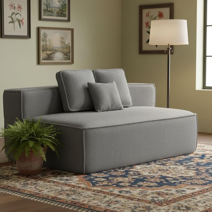 KEIKI 75.2" Teddy Fleece Single Sofa Chair – Modular Wide-Seat Lounge Chair with All-Foam Support & Three Cushions, Perfect Floor Couch for Renters, Compact Homes & Flexible Layouts
