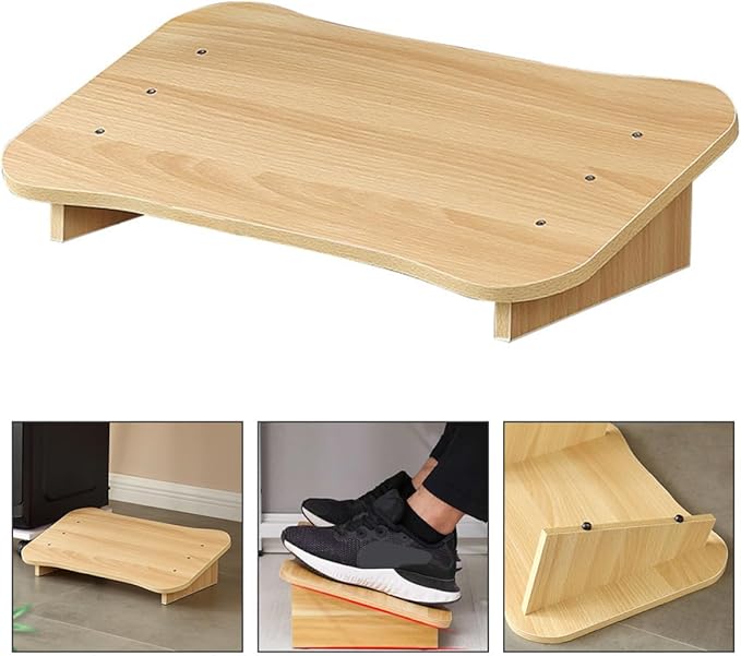 Uonlytech Natural Solid Wood Office Desk Footrest Stool Ergonomic Multipurpose Feet Rest for Under Desk Use Comfortable Posture Support Compact Portable Design for Home and Work