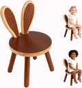 XXYOUPIN Bunny Chair for Kids 1-4 Years, Wooden Base with Removable Cushion,Anti-Tip Toddler Stool,Baby Nursery Decor Gift,Rabbit Design（1pack/Brown）