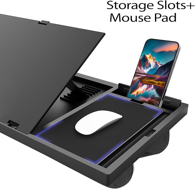 Laptop Lap Desk with Cushion - 9 Adjustable Angles, Fits Up to 15.6 inch Laptops, Built-in Mouse Pad, Phone and Pen Slots. Portable Writing Board for Bed, Sofa, and Work Table