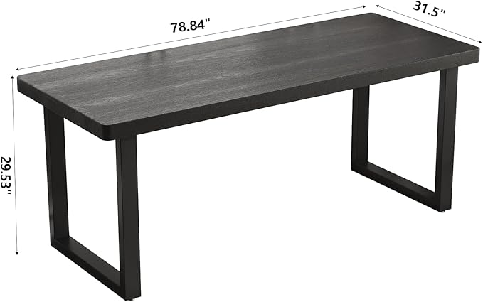 78.74in Large Modern Solid Wood Computer Desk - Sturdy Metal Base | Stylish Durable Black Office/Study/Writing Desk, Multiple Sizes for Home Office & Dual Monitor Workspace