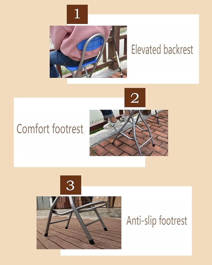 27-Inch Foldable Stool,Folding Chair, for Adults Folding Stool with Handle,Folding Bar Stool with Non-Slip Feet,Indoor and Outdoor,200 lbs Capacity,Kitchen,Game Room(11.5"×12.5"×27")
