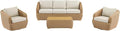 CHITA 4 Pieces Patio Wicker Furniture Set, Outdoor Rattan Bistro Set with Removable Thickened Cushions, Fully Assembled