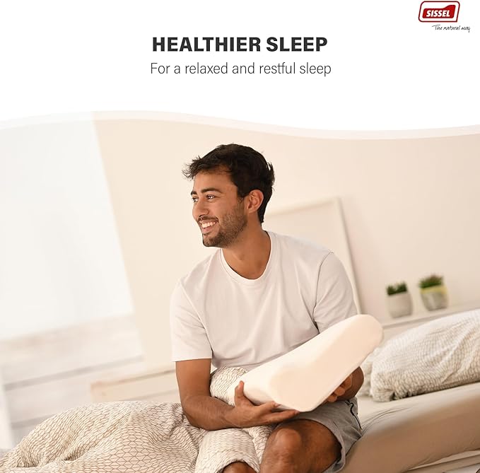 SISSEL Classic Neck Pillow Size M | Unique Incline for Disc & Vertebrae Relief | 5-Year Shape Stability Guarantee | Includes Washable Velour Cover | Dimensions: Approx. 47 x 33 x 11 cm