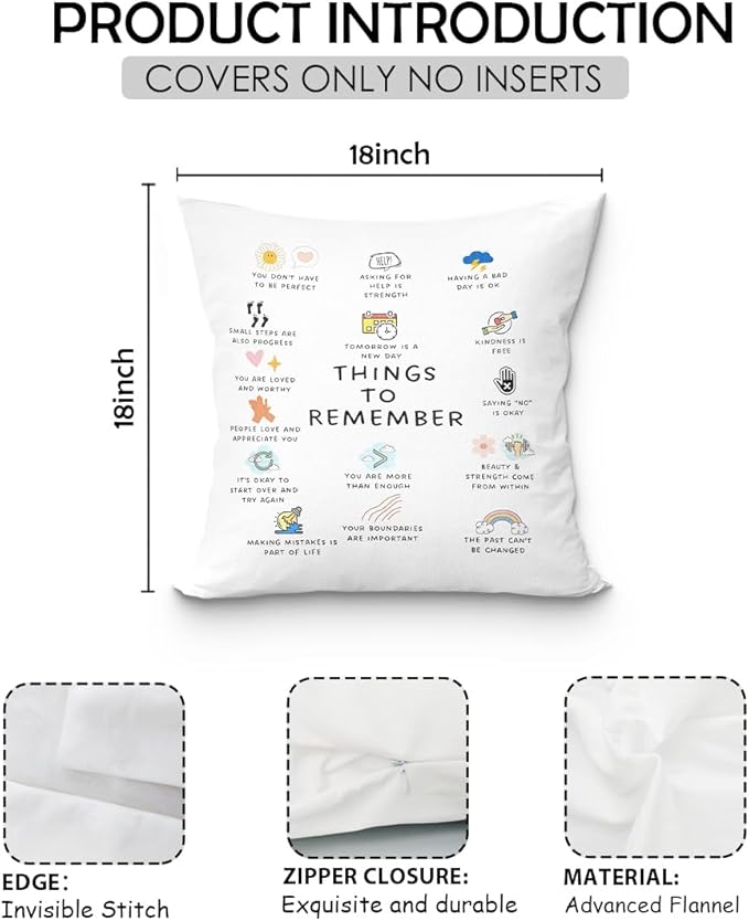 uinwk Mental Health Pillow Covers 18x18,Therapy Office Decor School Counselor Cbt Dbt Therapy Counseling,Anxiety Relief Pillow,Things to Remember Gifts for Teens Girls