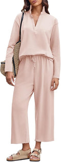 Imily Bela Womens 2 Piece Outfits Sweatsuit Long Sleeve Lapel V Neck Shirt and Wide Leg Pants 2025 Fall Trendy Tracksuit