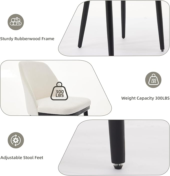 ElfinAura Modern Upholstered Dining Chair Set of 4, Beige
