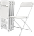 Folding Chair 10 Pack,White Folding Chairs for Indoor Outdoor,Portable Plastic Stackable Commercial Seat with Steel Frame 350lb.Capacity for Party Events Wedding Dining Picnic Office