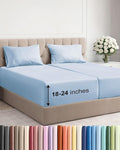 Extra Deep Pocket Split King Sheets - 5 Piece Breathable & Cooling Bed Sheets - Hotel Luxury Sheet Set - Soft, Wrinkle Free & Comfy - Easily Fits Extra Deep Mattresses - Deep Pocket Sky Blue Sheets