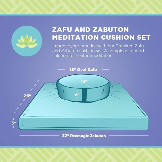 Meditation Cushion Mat Set HEMP- Large Oval Zafu Floor Pillow Organic Buckwheat Pillow + Cotton Filled HEMP Zabuton Prayer Pad - Meditation Pillow Yoga Knee Pad, Made in USA - 18" Oval, CRANBERRY Hemp