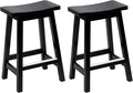 PayLessHere Bar Stools Set of 2, Wooden Saddle Stools 24 Inch Heigh, Bar Chairs Seat with Footrests and Industrial, Kitchen Counter Stools for Restaurant, Bistro Bar and Home Dining
