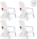 FUNBERRY Folding Adirondack Chair Set of 4, All Weather HDPE Fire Pit Chairs with Cup Holder for Outdoor