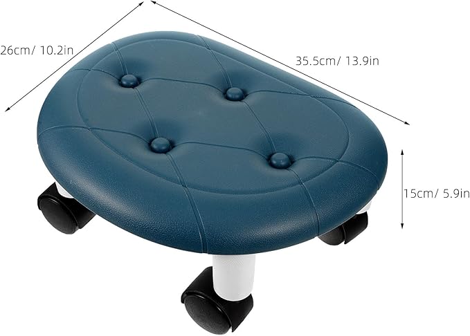 BESPORTBLE Rolling Stool with Wheels Blue Low Small Stool for Office Portable Foot Rest for Pedicure and Home Use