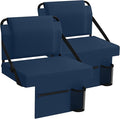 Stadium Seat 2 Pack for Bleachers with Back Support,Portable Bleacher Chairs with Back and Cushion，Navy