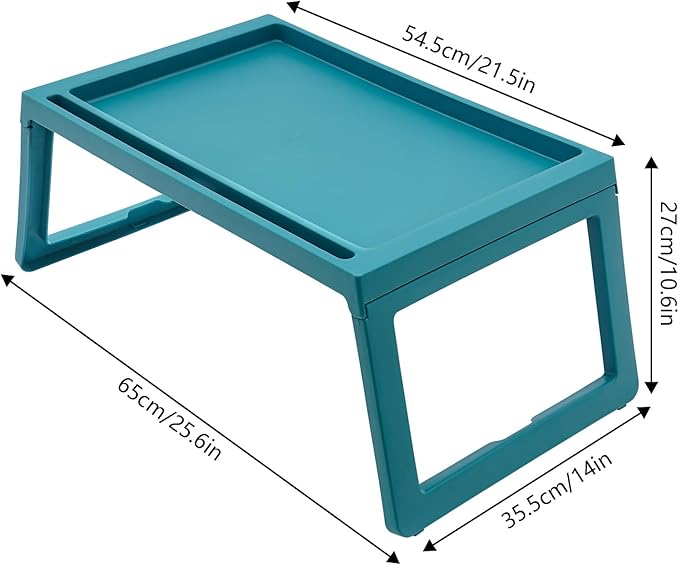 6PC Bed Tray Table with Folding Legs, Plastic Small Breakfast in Bed Tray Laptop Table Foldable Lap Desks for Eating on Sofa Laptops Sleepover Slumber Party Kids Adult (Blue)