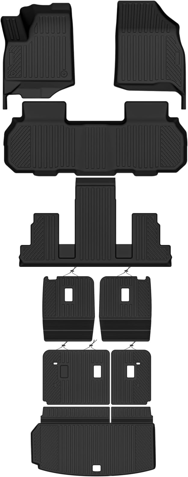 Floor Mats for 2024-2026 Chevy Traverse/2024-2026 GMC Acadia 7 Seat 2nd Row Bench Seat Floor Mats & Trunk Mat & 2nd/3rd Backrest Mats(Not for 2024 Traverse Limited)