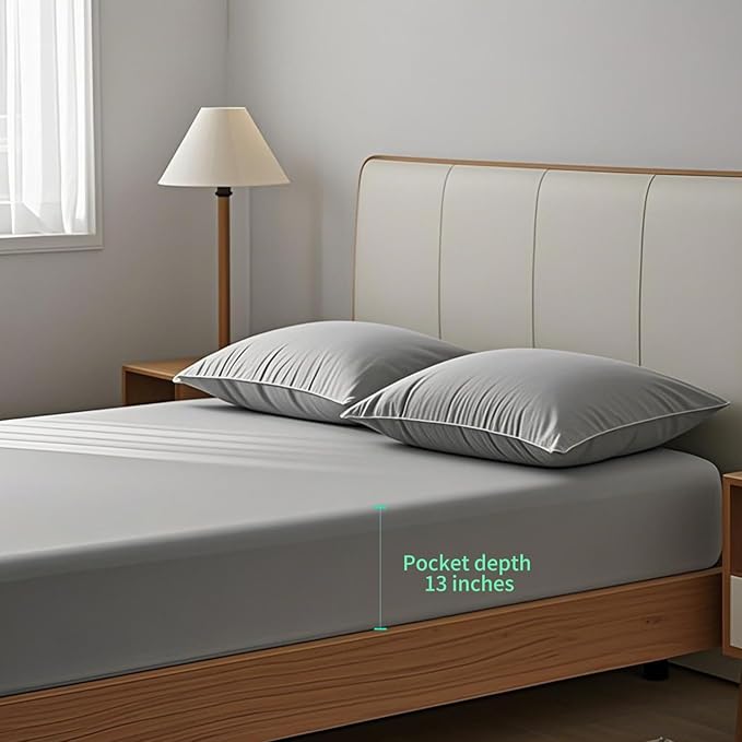 NAGS® Grounding Sheets,Grounding Bedding Sheet, Soft Cotton with Pure Silver Fitted Grounded Sheet for Improved Sleep,Pain Relief (Light Gray, King,78 * 80 * 13.5inch)