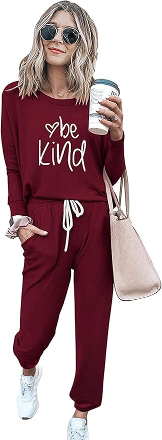 PRETTYGARDEN Women Fall 2 Piece Lounge Outfit Long Sleeve Tops High Waisted Jogger Pants Set Spring Travel Clothes Tracksuit