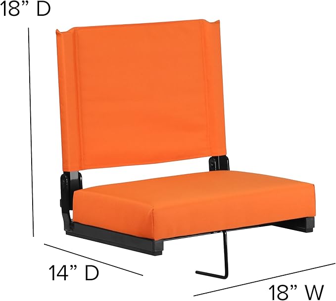 Flash Furniture Grandstand Portable Stadium Seat for Bleachers or Benches, Folding Padded Stadium Chair with Carrying Handle, 500 lb. Weight Capacity, Orange