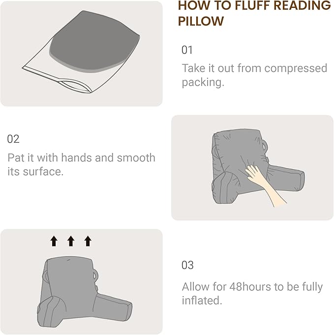 Unisakey Portable Comfy Reading Pillows for Bed Sitting Up(Pale Green Oeko-Tex), Velvet Back Pillow with Arms & Pockets for Adults, Support Memory Foam Bed Pillow for Dorm/Reading/Watching/Gaming