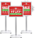 VAIIGO Sign Stand 11x17inch Pedestal Sign Holder Poster Stand 3Packs Adjustable Floor Standing Sign Holder with Heavy Duty Display Stand for Indoor Outdoor Business Store Sign Holders(Silver)