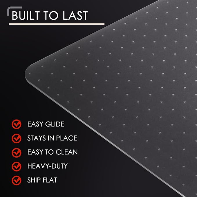 Kuyal Office Chair Mat for Carpet, Set of 2, 32x55 Clear Heavy Duty Computer Chair Mat, Under Desk Protector Carpeted Floors Mat, Easy Chair Movement,Ship Flat